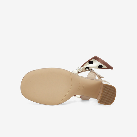 百思图2023夏季新款时尚绑带珍珠饰粗高跟女凉鞋MB111BH3