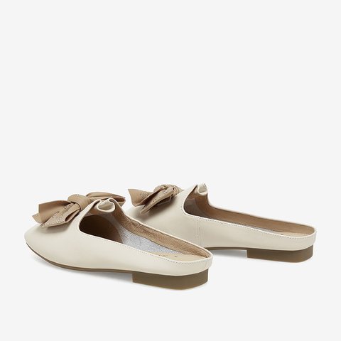 百思图2023夏季新款商场同款时尚蝴蝶结穆勒鞋方跟女拖鞋RO329BH3