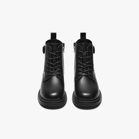 百思图2023冬季新款商场同款时髦休闲马丁靴粗跟女短靴CD520DD3