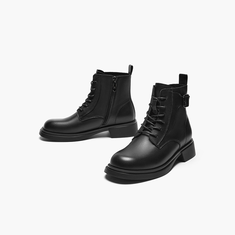 百思图2023冬季新款商场同款时髦休闲马丁靴粗跟女短靴CD520DD3