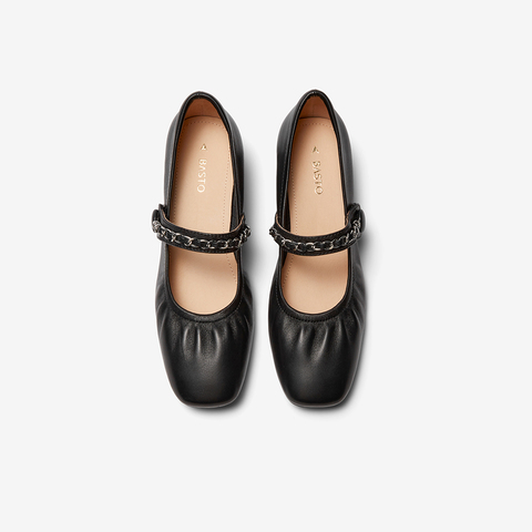 百思图2023秋季新款商场同时髦法式玛丽珍鞋粗跟女单鞋KC169CQ3