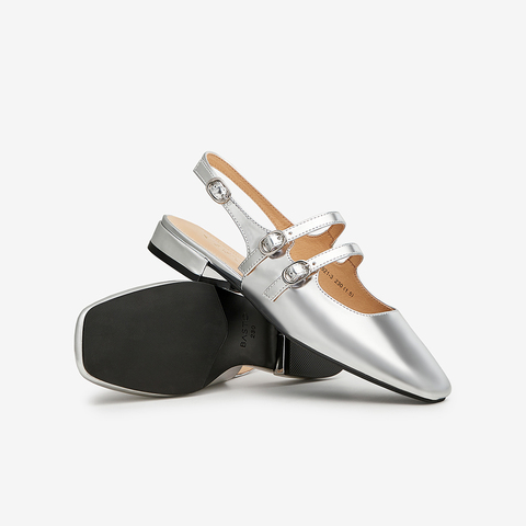 百思图2023夏季新款时髦法式小香风低跟后空女凉鞋KB921BH3