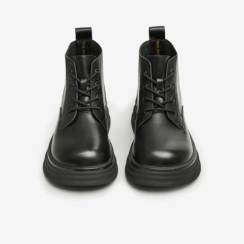 百思图2023冬季新款商场同款简约休闲马丁靴粗跟女短靴CD322DD3