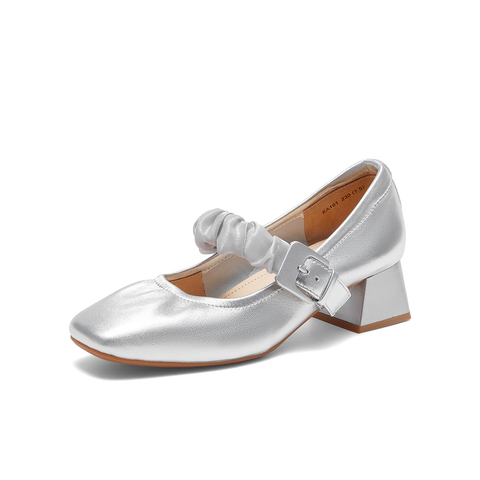 百思图2023春季新款商场同款法式玛丽珍鞋粗跟女单鞋KA161AQ3