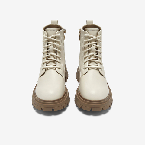 百思图2023冬季新款商场同款时尚石头纹马丁靴粗跟女短靴VSG05DD3