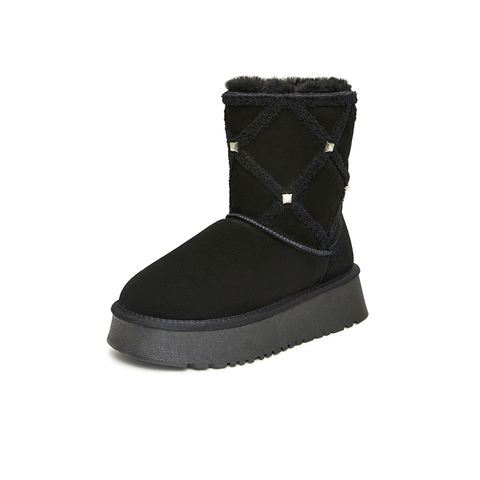 百思图2023冬季新款商场同款时髦休闲雪地靴厚底女中靴LD328DZ3