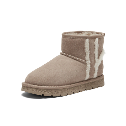 百思图2023冬季新款时尚户外休闲雪地靴平跟圆头女短靴CD717DD3
