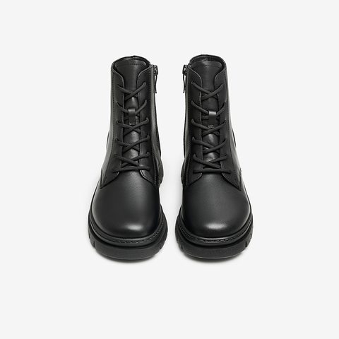 百思图2023冬季新款商场同款时尚休闲马丁靴粗跟女短靴RWY43DD3