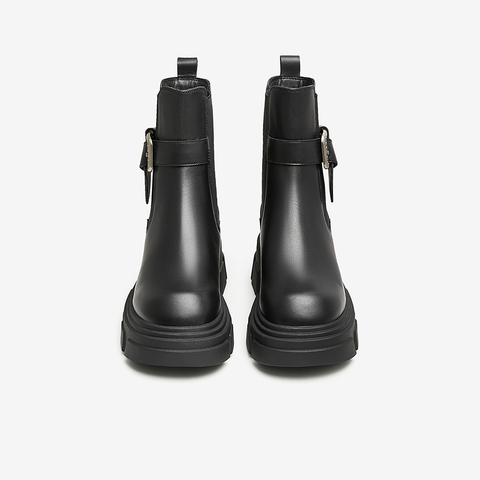 百思图2023冬新款商场同款时尚街头休闲烟筒靴粗跟女中靴TQD61DZ3