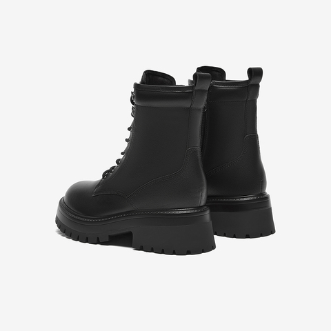 百思图2023冬季新款商场同款时髦街头马丁靴粗跟女中靴TN361DZ3