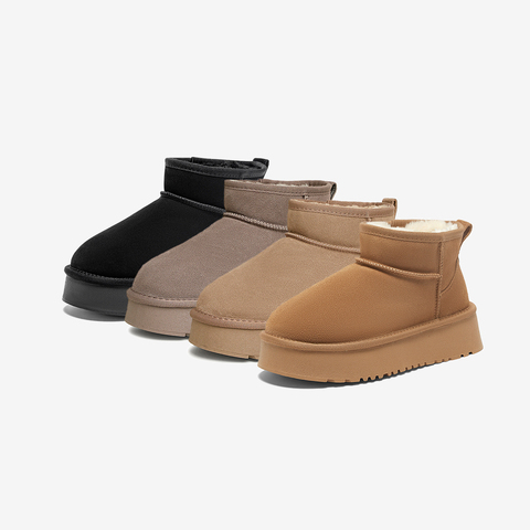 百思图2023冬季新款商场同款简约休闲雪地靴厚底女短靴LD520DD3