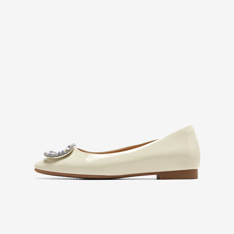 百思图2023秋季新款简约时尚金属钻扣方头浅口女单鞋A3966CQ3