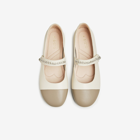 百思图2024春季新款商场同款复古小香风玛丽珍平跟女单鞋WNP70AQ4