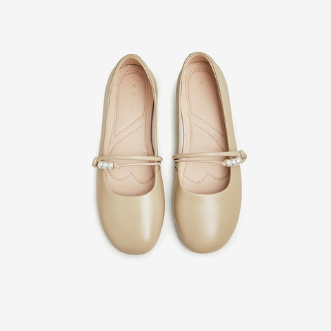 百思图2024春季新款简约复古法式玛丽珍鞋平跟女单鞋WNP75AQ4