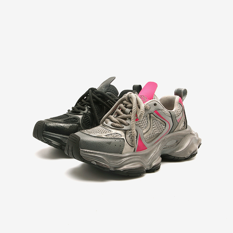 百思图2024春季新款时尚户外运动老爹鞋厚底女休闲鞋FD552AM4