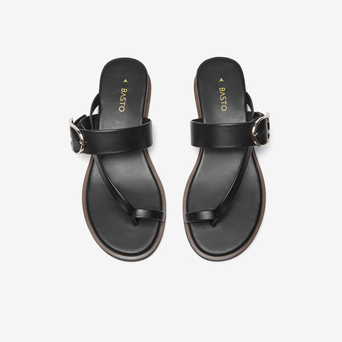 百思图2024夏季新款时尚复古休闲户外一字带坡跟女拖鞋M1071BT4