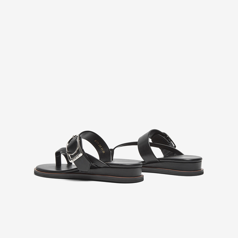 百思图2024夏季新款时尚复古休闲户外一字带坡跟女拖鞋M1071BT4