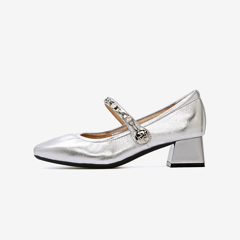 百思图2024春季新款商场同款时髦法式玛丽珍方头女单鞋KA235AQ4