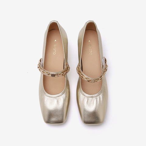 百思图2024春季新款商场同款时髦法式玛丽珍方头女单鞋KA235AQ4