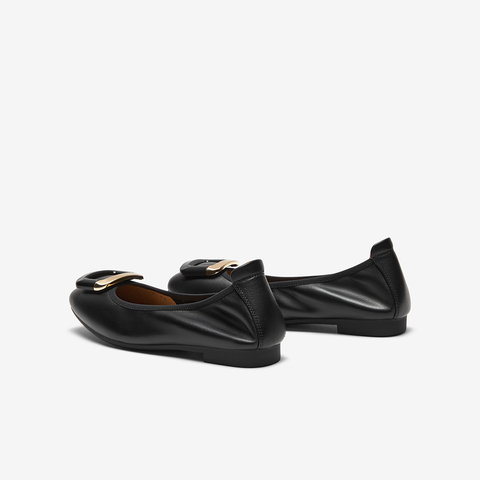 百思图2024春季新款商场同款时尚金属扣圆头浅口女单鞋TJ923AQ4