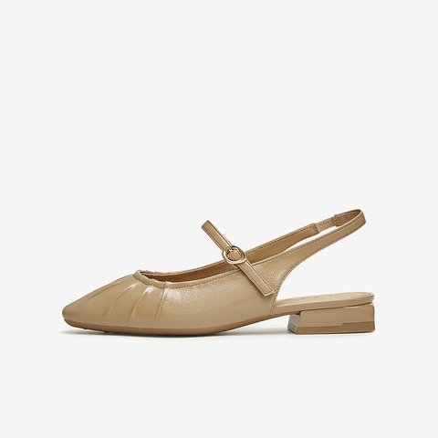 百思图2024夏季新款商场同款简约休闲粗跟尖头后空女凉鞋TSQ09BH4