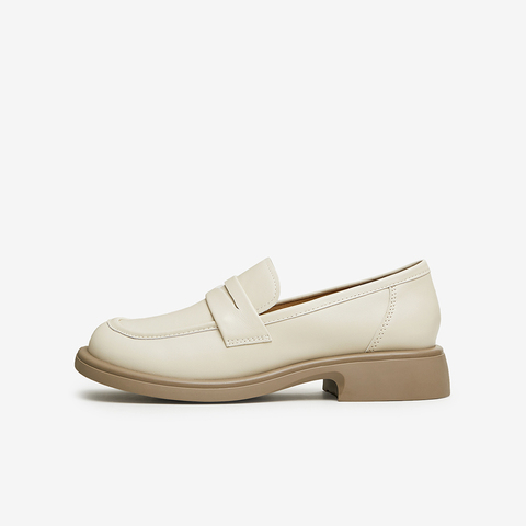 百思图2024春季新款商场同款简约休闲乐福鞋粗跟女单鞋TQ422AA4