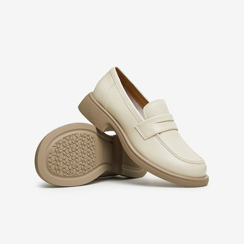 百思图2024春季新款商场同款简约休闲乐福鞋粗跟女单鞋TQ422AA4