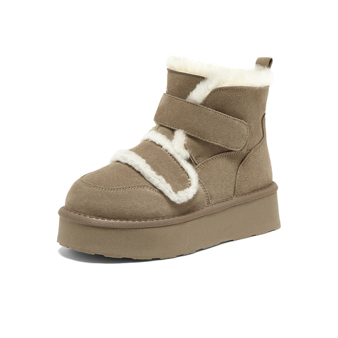 百思图2024冬季新款商场同款户外休闲雪地靴厚底女短靴L8028DD4