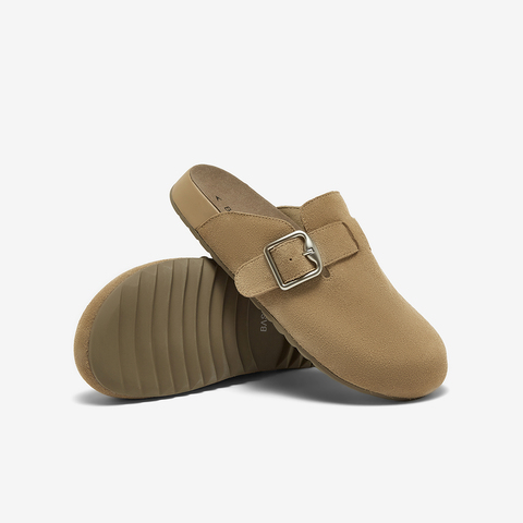 百思图2024秋季新款时尚复古休闲勃肯鞋平跟圆头女单鞋BG197CH4