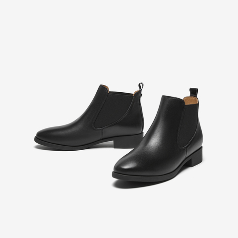 百思图2024冬季新款商场同款简约切尔西靴粗跟女短靴A1713DD4