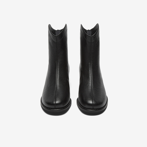 百思图2024冬季新款商场同款简约通勤时装靴粗跟女短靴M5703DD4