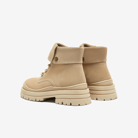 百思图2024冬季新款商场同款户外运动工装靴粗跟女短靴I2706DD4