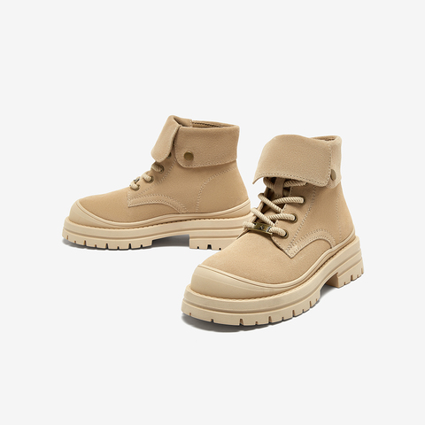百思图2024冬季新款商场同款户外运动工装靴粗跟女短靴I2706DD4