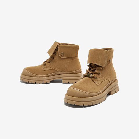 百思图2024冬季新款商场同款户外运动工装靴粗跟女短靴I2706DD4