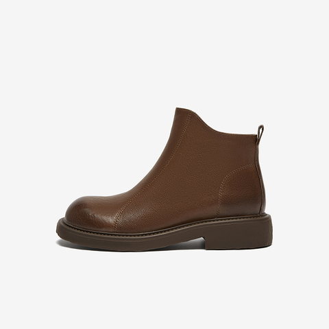 百思图2024冬季新款商场同款简约通勤休闲靴粗跟女短靴C3107DD4