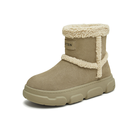 百思图2024冬季新款时尚户外运动休闲雪地靴厚底女短靴L2228DD4