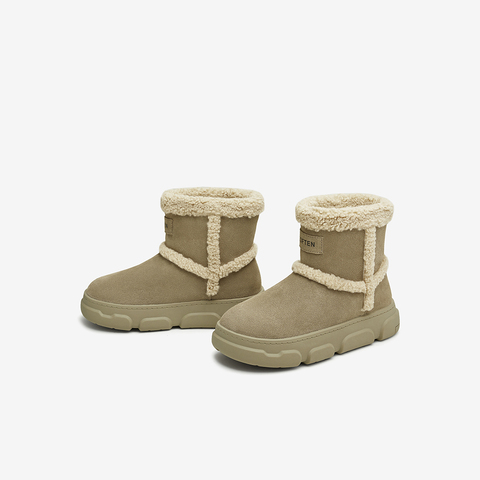 百思图2024冬季新款时尚户外运动休闲雪地靴厚底女短靴L2228DD4