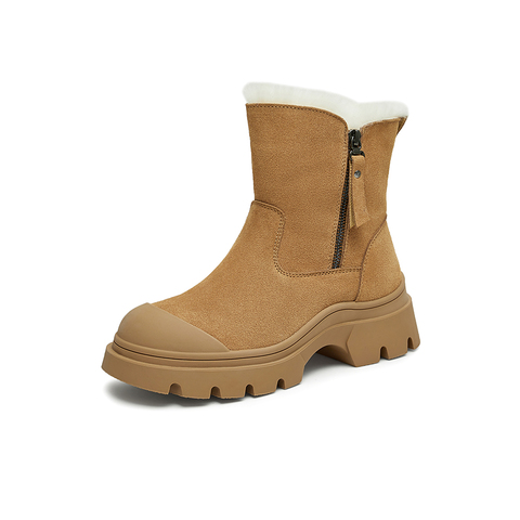 百思图2024冬季新款商场同款户外休闲雪地靴厚底女短靴L5728DD4