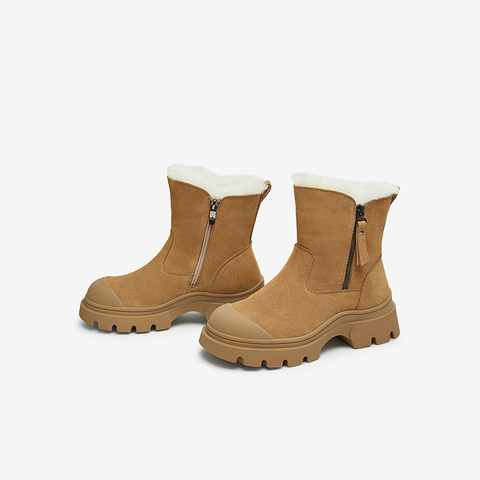 百思图2024冬季新款商场同款户外休闲雪地靴厚底女短靴L5728DD4