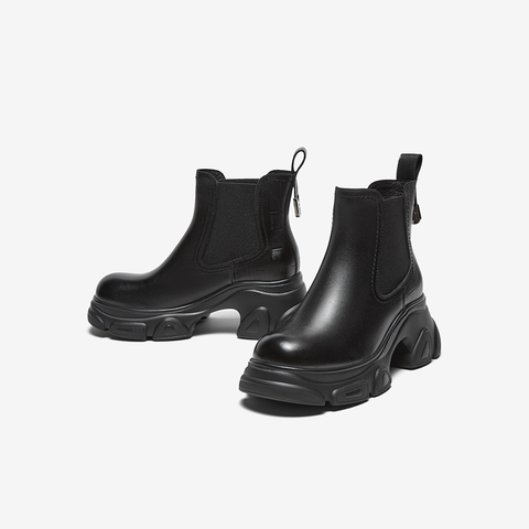 百思图2024冬季新款商场同款时尚街头烟筒靴粗跟女短靴A6351DD4