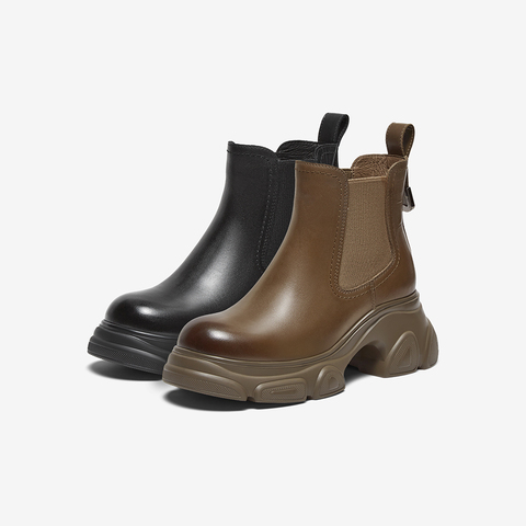 百思图2024冬季新款商场同款时尚街头烟筒靴粗跟女短靴A6351DD4