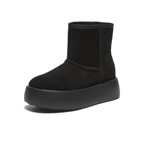 百思图2024冬季新款商场同款时尚休闲雪地靴厚底女短靴E1251DD4