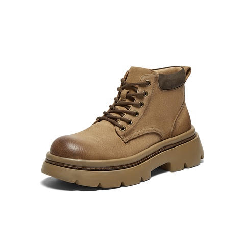 百思图2024冬季新款时尚户外运动工装靴粗跟男低靴S0819DD4