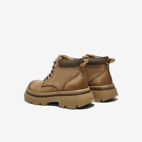 百思图2024冬季新款时尚户外运动工装靴粗跟男低靴S0819DD4