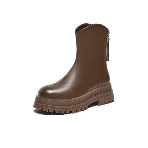 百思图2024冬季新款商场同款时尚户外休闲靴厚底女短靴BV505DD4