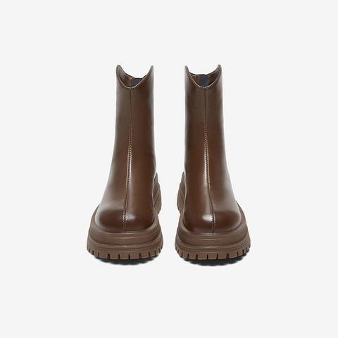 百思图2024冬季新款商场同款时尚户外休闲靴厚底女短靴BV505DD4