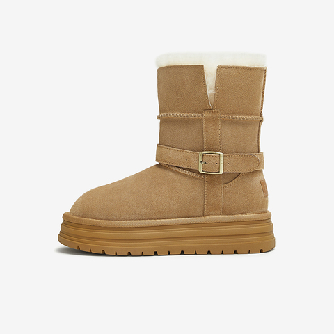 百思图2024冬季新款商场同款户外休闲雪地靴厚底女短靴J7857DD4