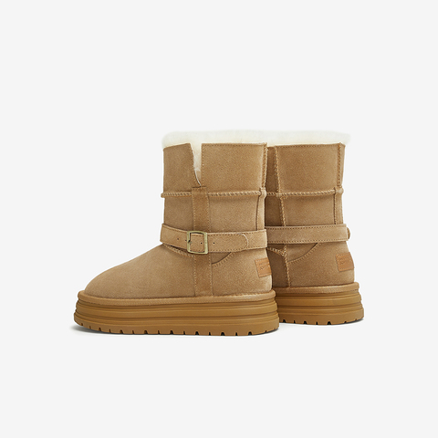 百思图2024冬季新款商场同款户外休闲雪地靴厚底女短靴J7857DD4