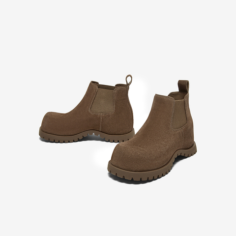 百思图2024冬季新款商场同款复古户外切尔西靴平跟女短靴W0022DD4