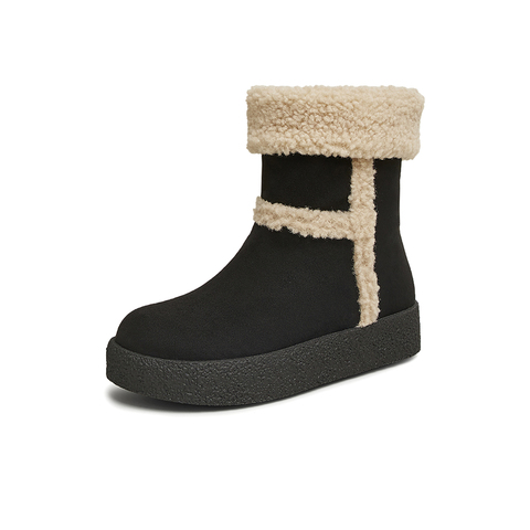 百思图2024冬季新款时髦户外休闲雪地靴厚底圆头女中靴W5277DZ4